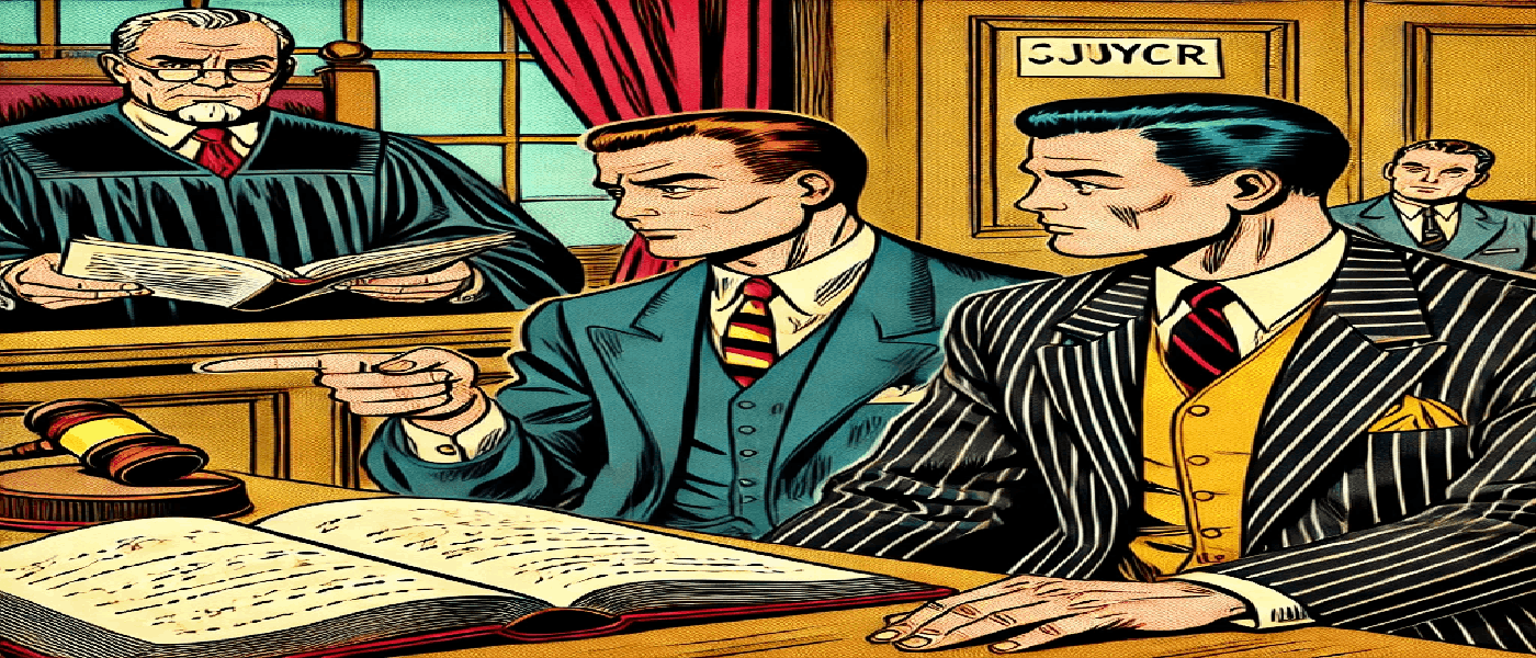 Questa immagine illustra in stile fumetto anni '50 i concetti trattati nell'articolo pubblicato sul sito dello Studio Legale Zampaolo riguardo l'archiviazione e la presunzione di innocenza. Rappresenta una scena di tribunale, con un giudice che emette un decreto di archiviazione, un avvocato che sottolinea l'importanza dell'art. 115-bis c.p.p., e un indagato che simboleggia la tutela dei suoi diritti. L'immagine riflette visivamente i principi di neutralità e rispetto della presunzione di innocenza, fulcro delle recenti sentenze commentate.